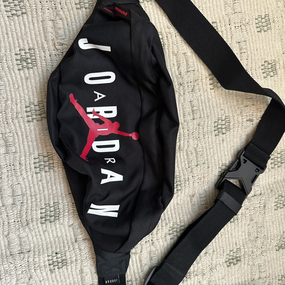 Jordan Black and Red Belt Bag Sporty Design